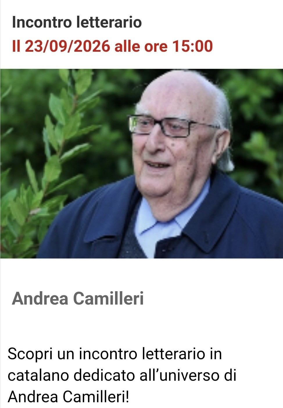 Incontro su Andrea Camilleri - Palermo, 23 settembre 2026